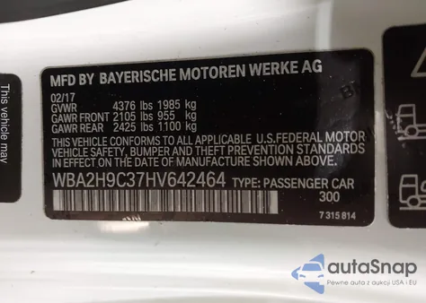 2017 BMW 230I xDrive из США, поврежденный, VIN WBA2H9C37HV642464